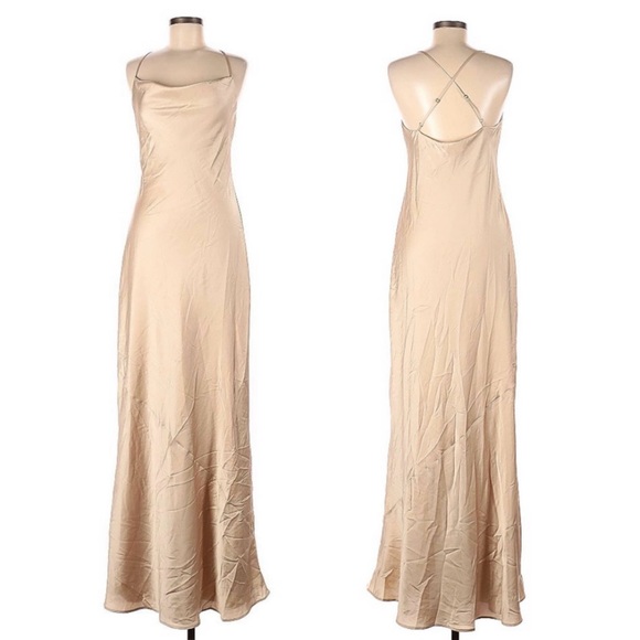Show Me Your Mumu Tuscany Dress in Champagne Luxe Satin M - Picture 4 of 6